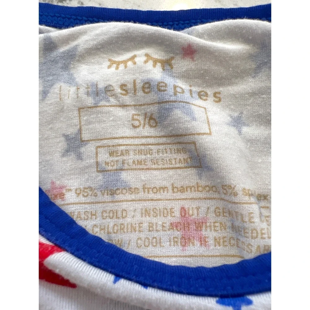Little Sleepies Bright Stars Sz 5/6 Bamboo Pajama Set Patriotic Americana Summer